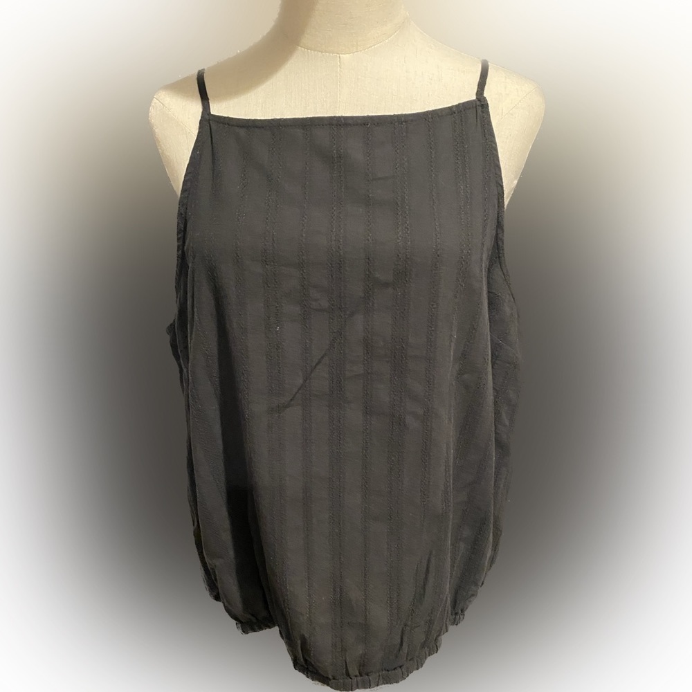 Universal Tread elastic Cinched waist light weight black tank